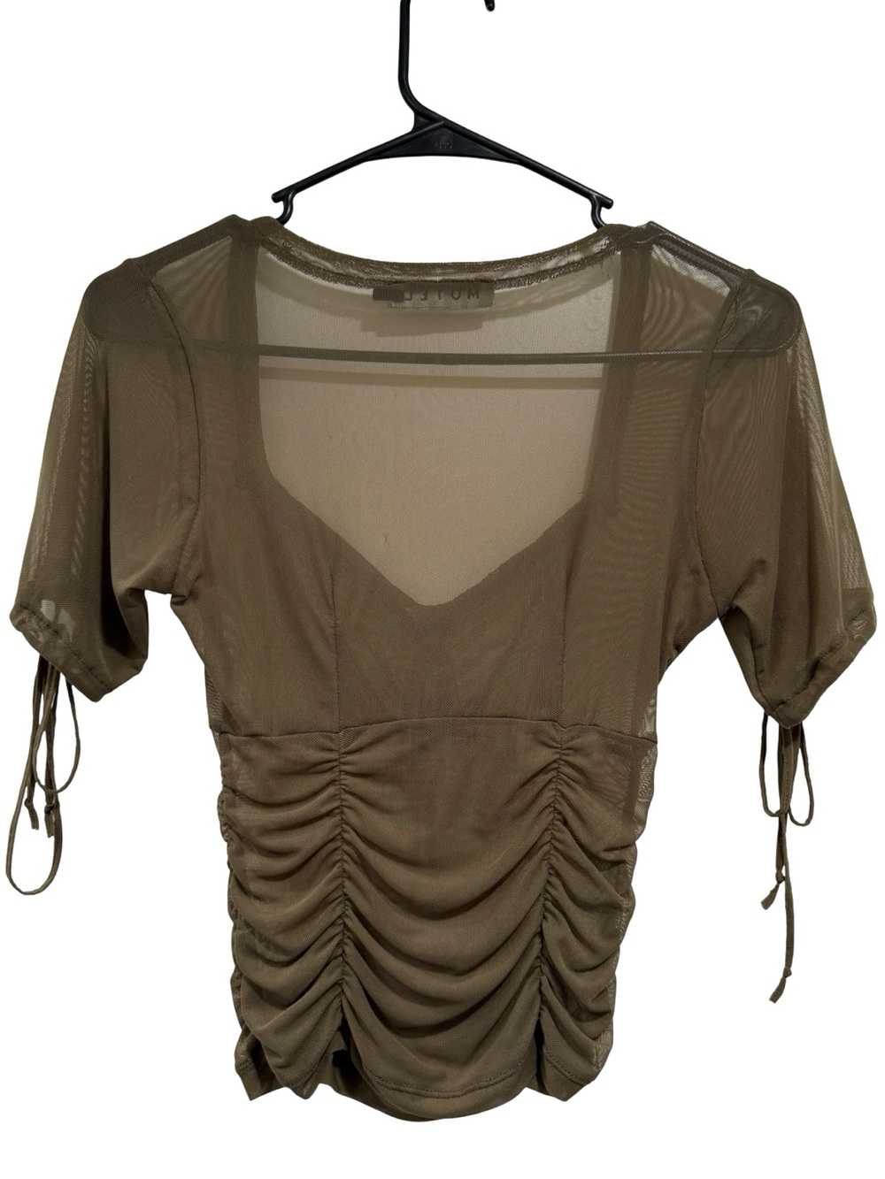 Motel Rocks Olive Mesh Top - Picture 6 of 7